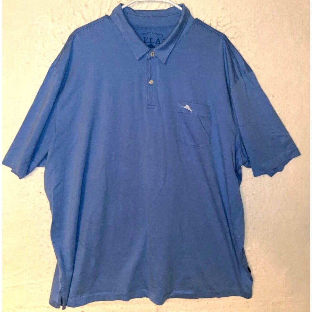 Tommy Bahama Polo Shirt Mens 2XL XXL Blue Relax Casual Office Golf Short Sleeve